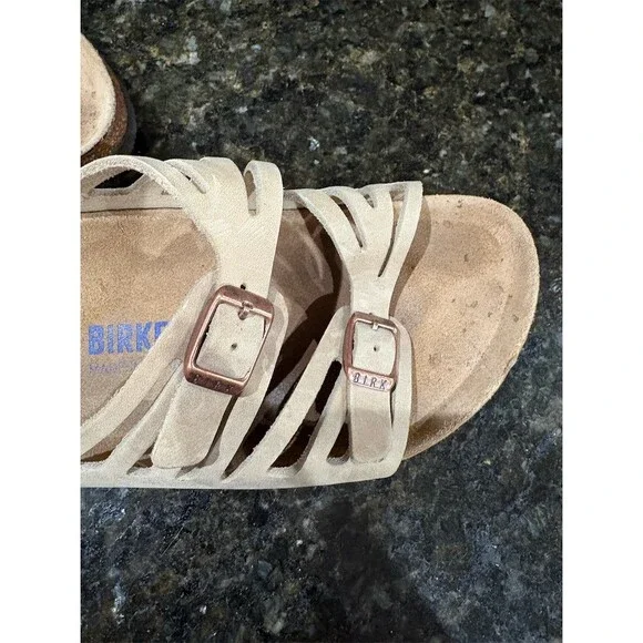 Birkenstock Granada Slide Sandals Womens EU 39 Beige Cutout 2 Buckle - Picture 4 of 7